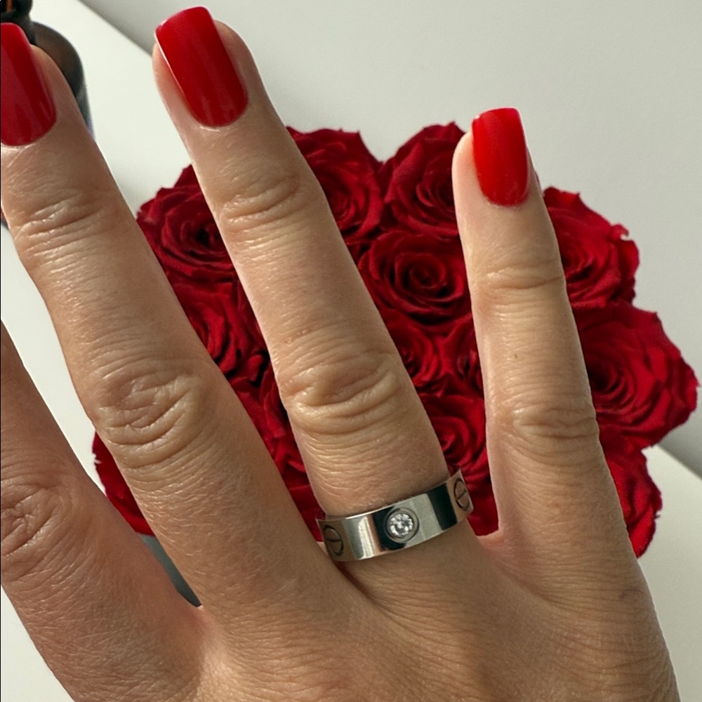 Cartier Silver Ring with Diamond Accent